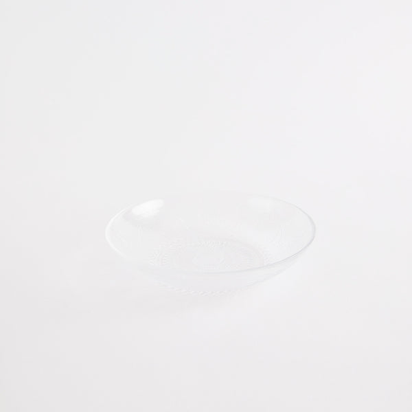 Glass bowl with embossed design.