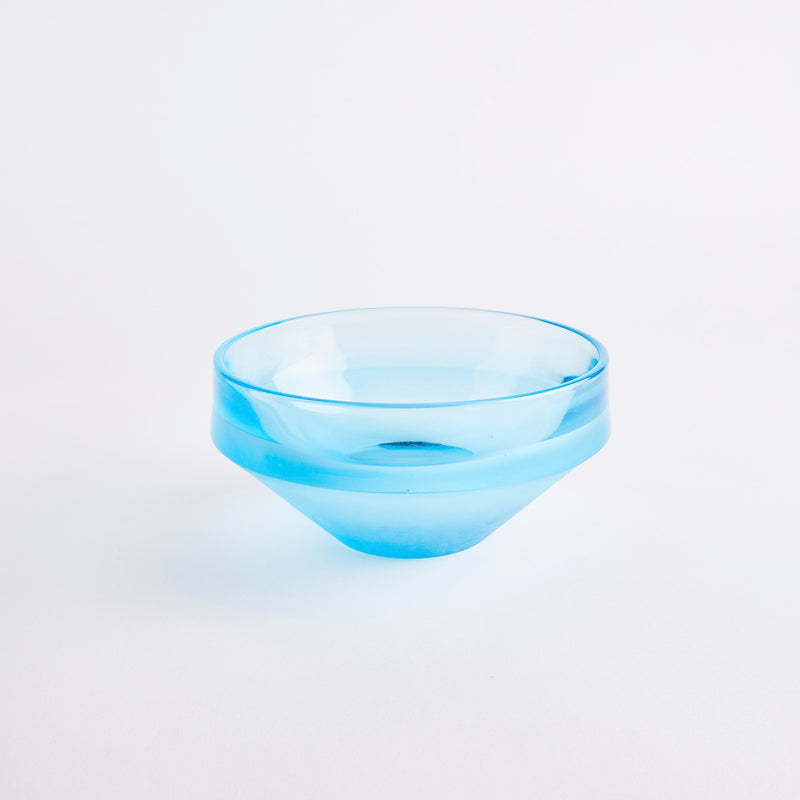 Blue glass bowl.