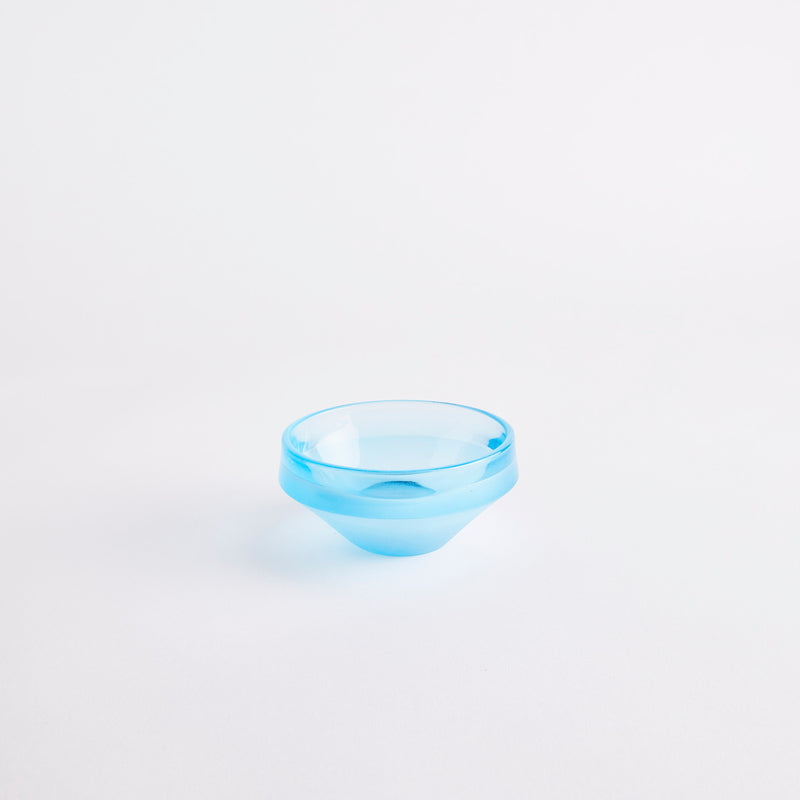 Blue glass bowl.