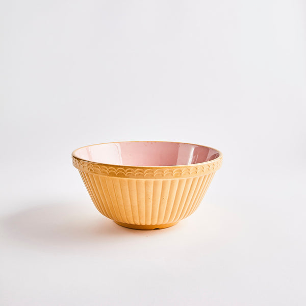 Beige with pink inside bowl.