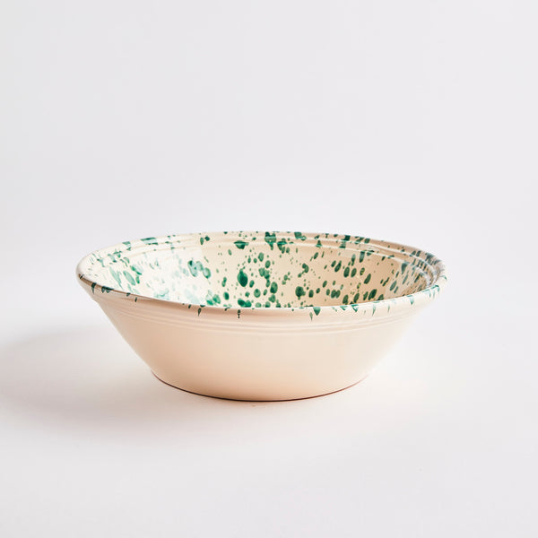 Cream with green speckles bowl.