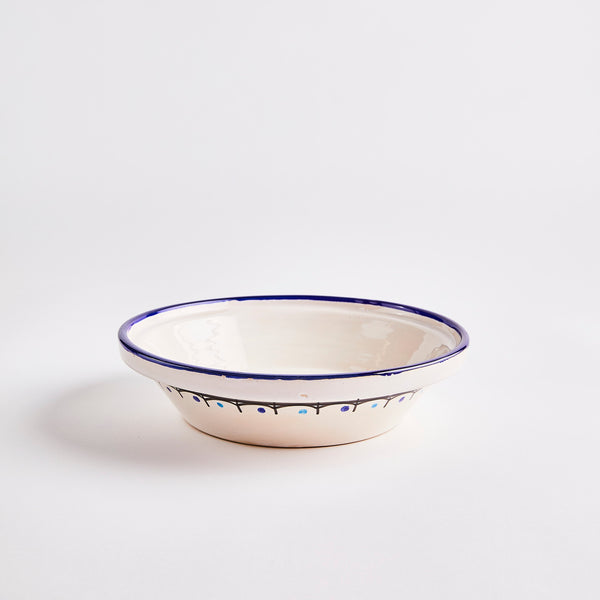 White with blue edge bowl.