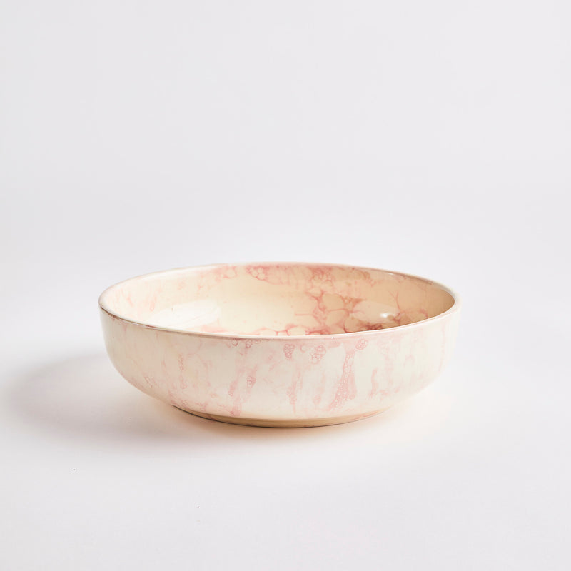 Pink and white marbled bowl.