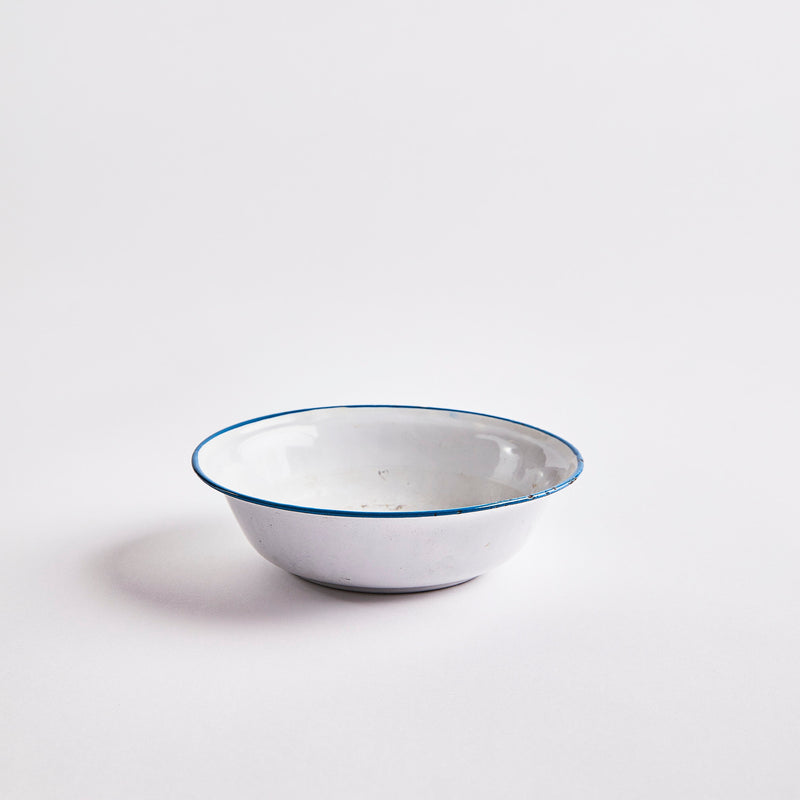 White with blue edging bowl.