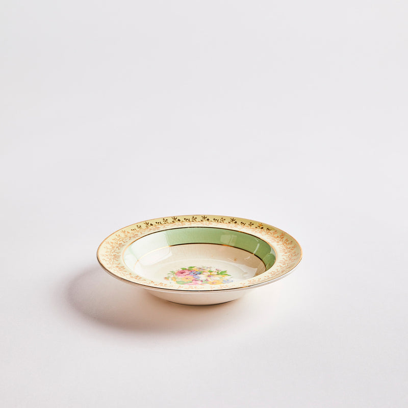 Yellow and green floral vintage bowl.