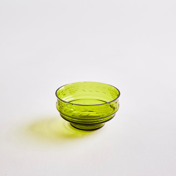 Green glass bowl.