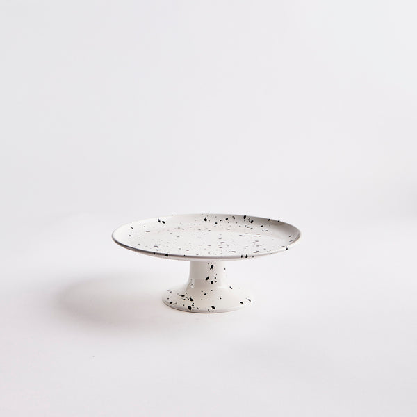 White with black speckle cake stand.