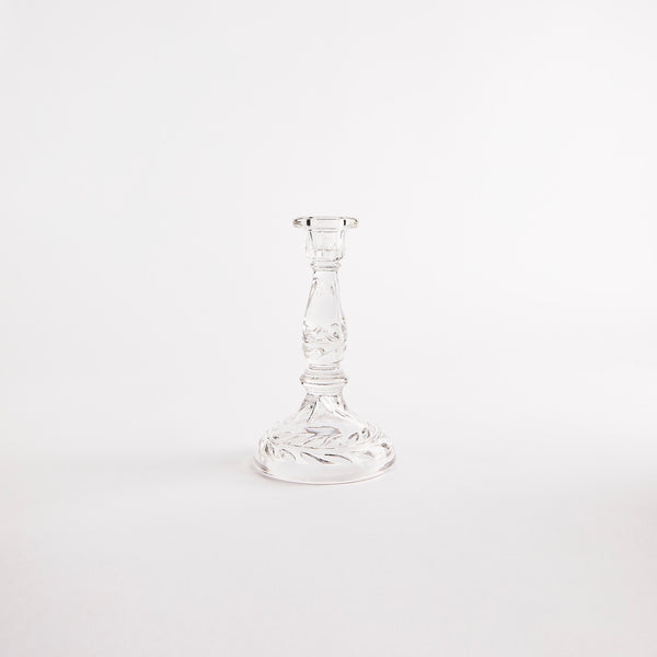 Clear glass candle holder.