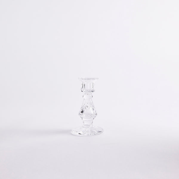 Clear glass candle holder.