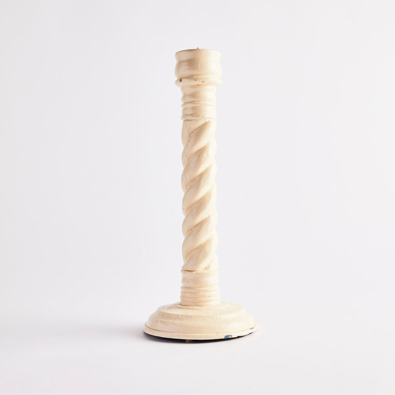 Cream spiral candle holder.
