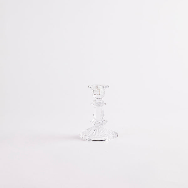 Clear glass candle holder.