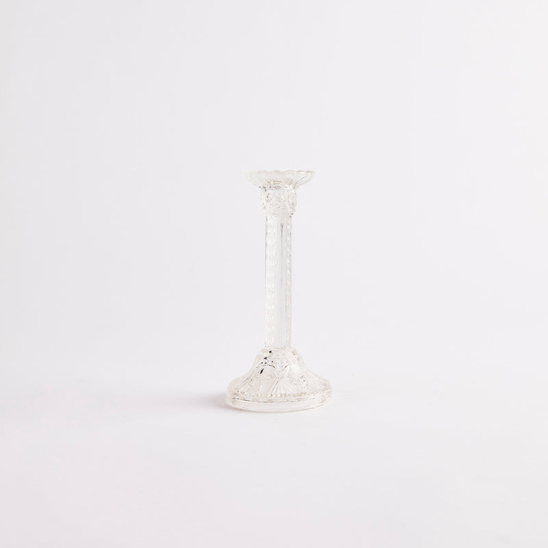 Clear glass candle holder.