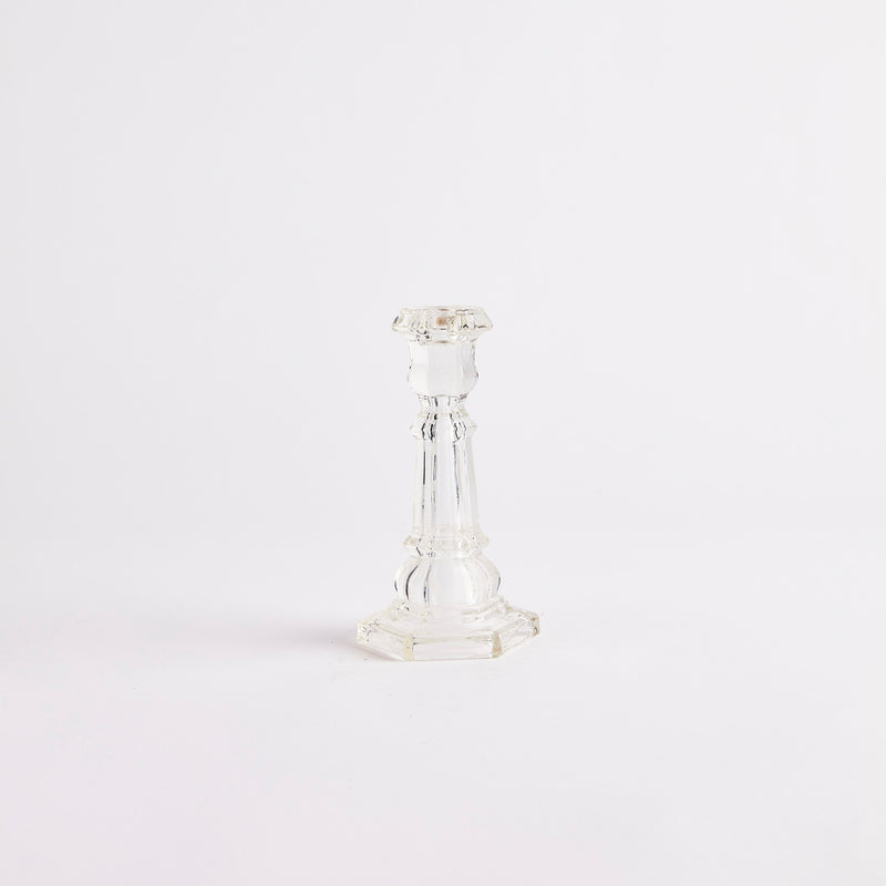Clear glass candle holder.