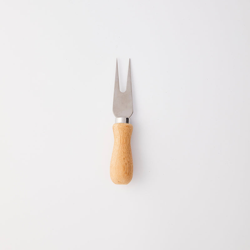 Silver with wood handle cheese knife.