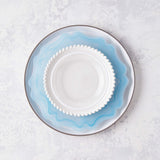 White and blue mixed plate set.