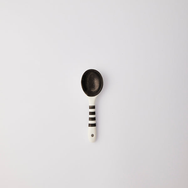 Black and white spoon. 