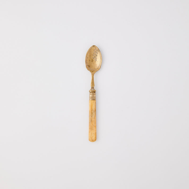Silver with bone handle spoon. 