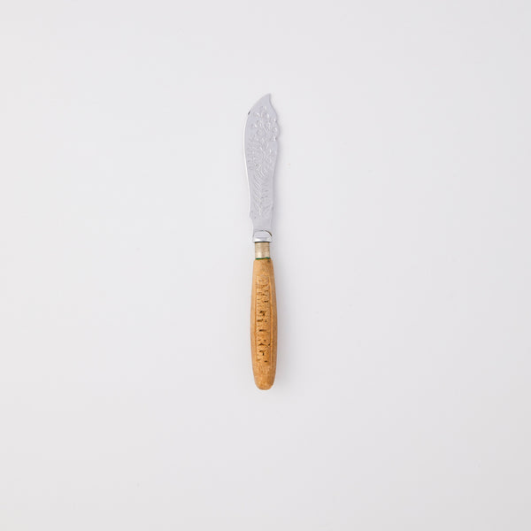 Silver knife with wood handle. 
