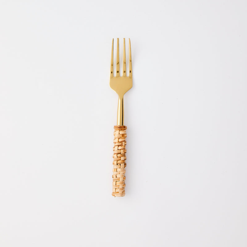 Gold with weave handle fork.