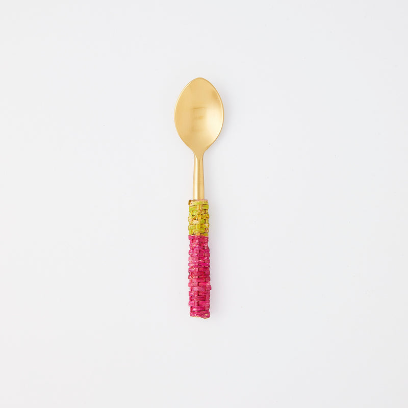 Gold with pink and green handle spoon.