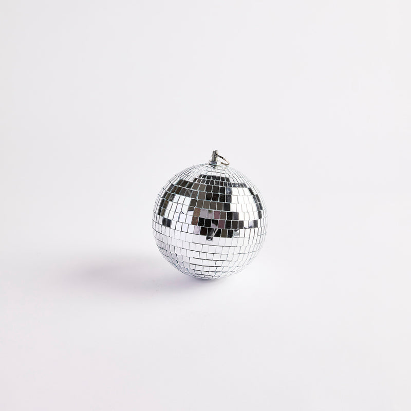 Silver disco ball.