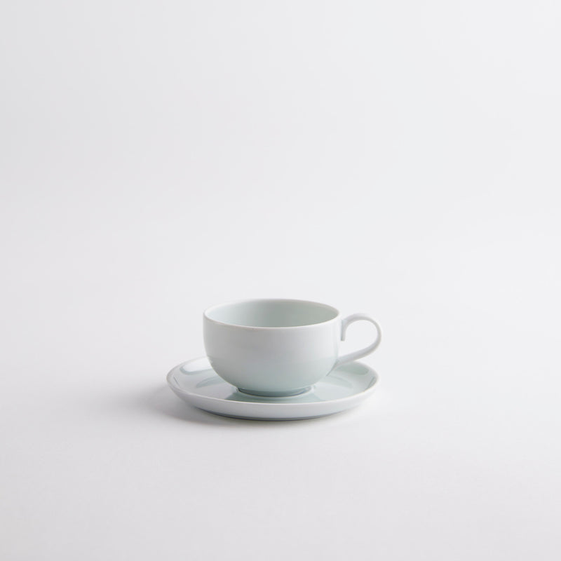Mint blue espresso cup with saucer. 