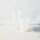 Frosted white glass mixed set.