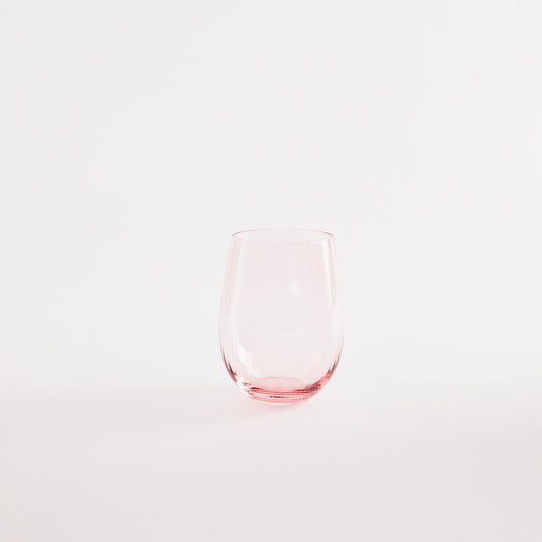 Pink glass tumbler.