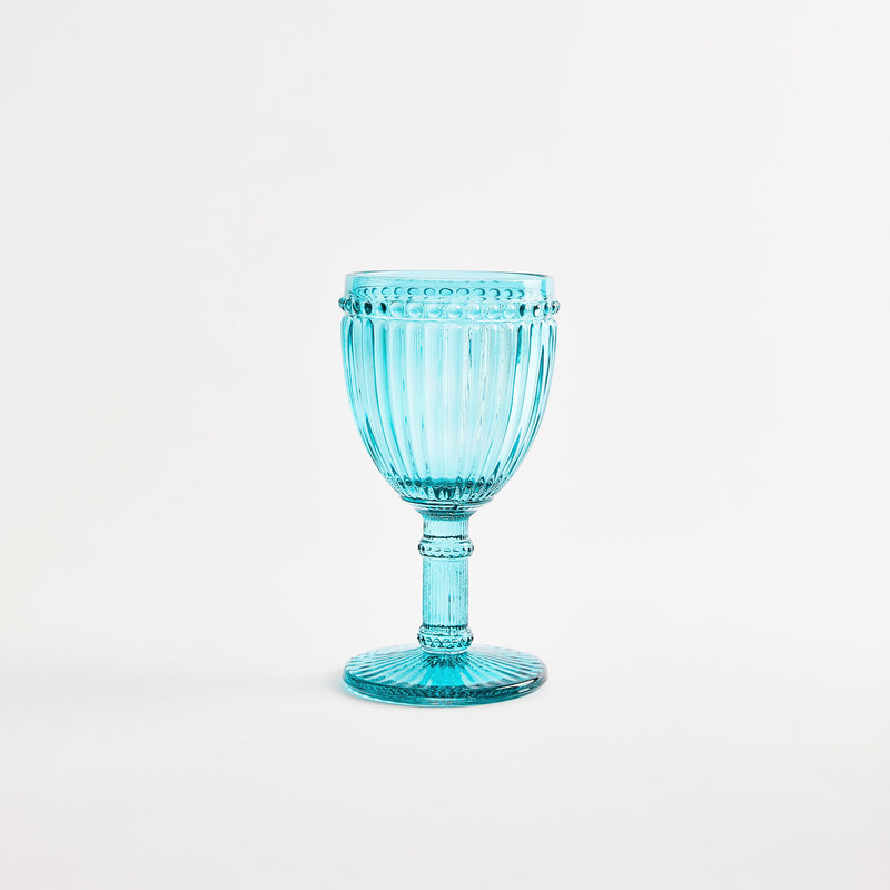 Turquoise glass goblet.