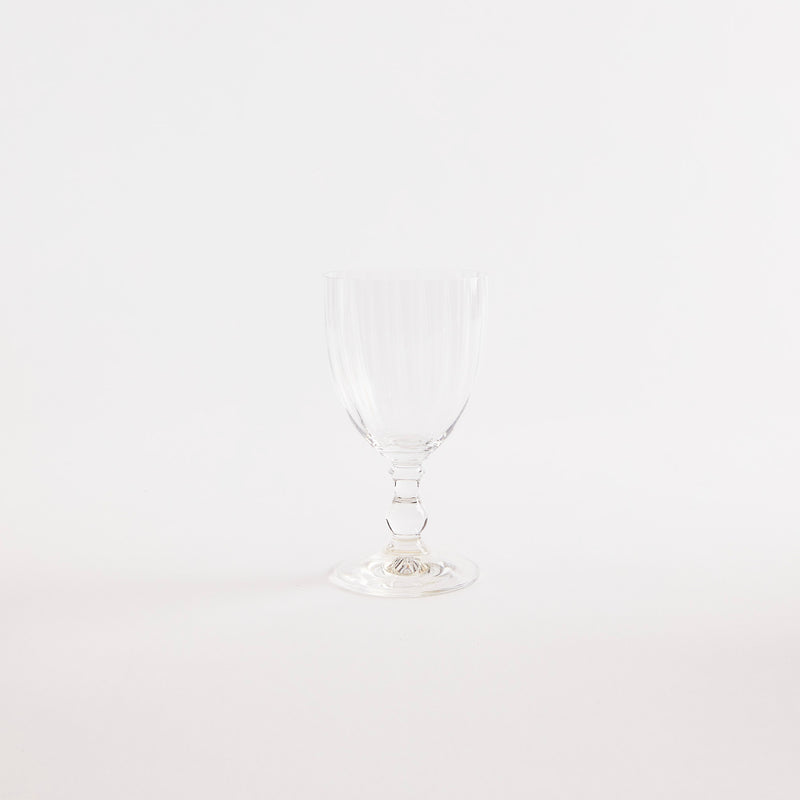 Clear glass goblet.
