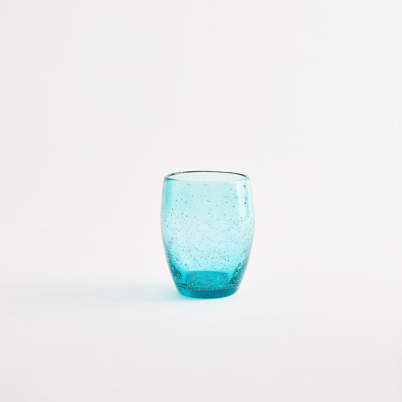 Turquoise glass bubble tumbler.