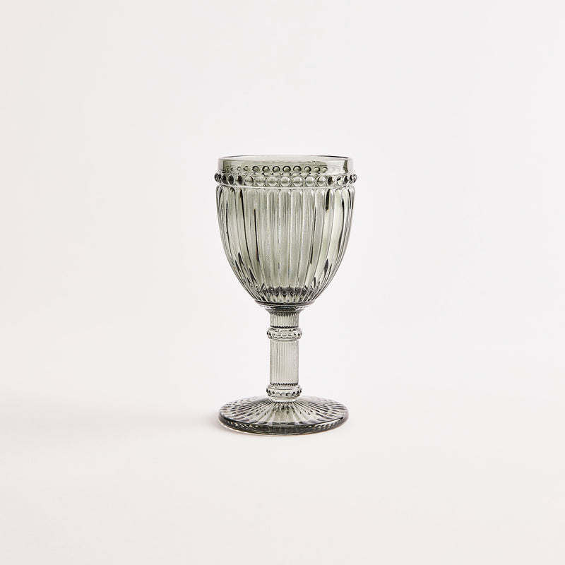 Grey glass goblet.