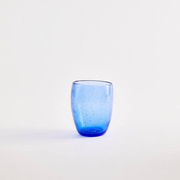 Blue bubble glass tumbler.