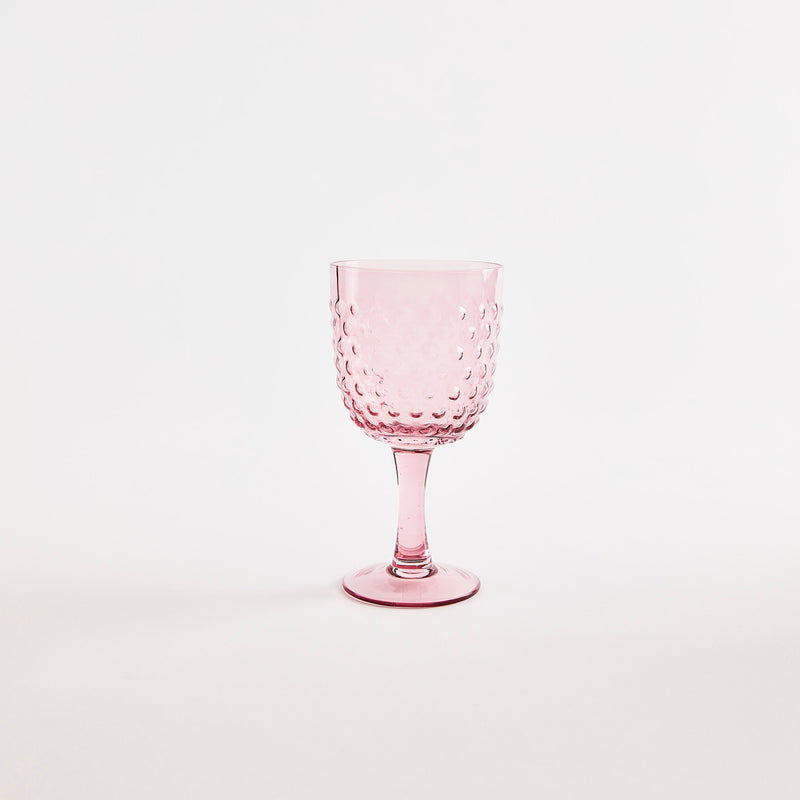 Pink glass with bubble embossed design.