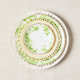 Cream and green vintage detailing mixed plate set.