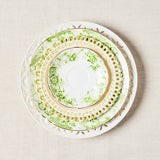 Cream and green vintage detailing mixed plate set.