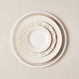 Ivory and cream with detailing edge mixed plate set.