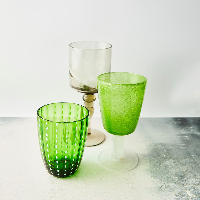 Green glass mixed set.