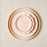 Cream and pink mixed plate set.
