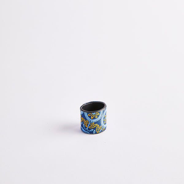 Blue and Yellow South African design cotton napkin ring.