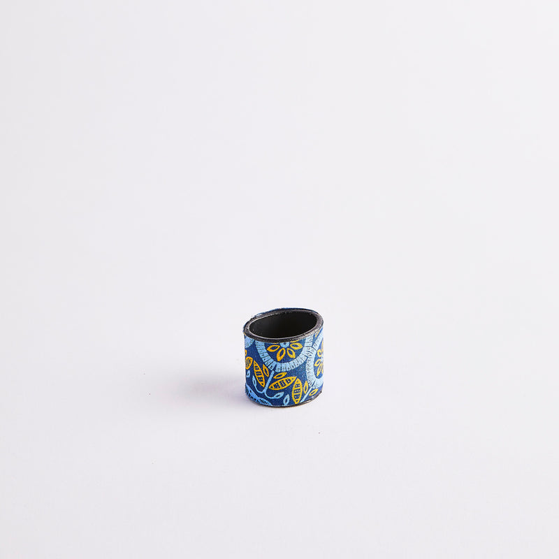 Blue and Yellow South African design cotton napkin ring.