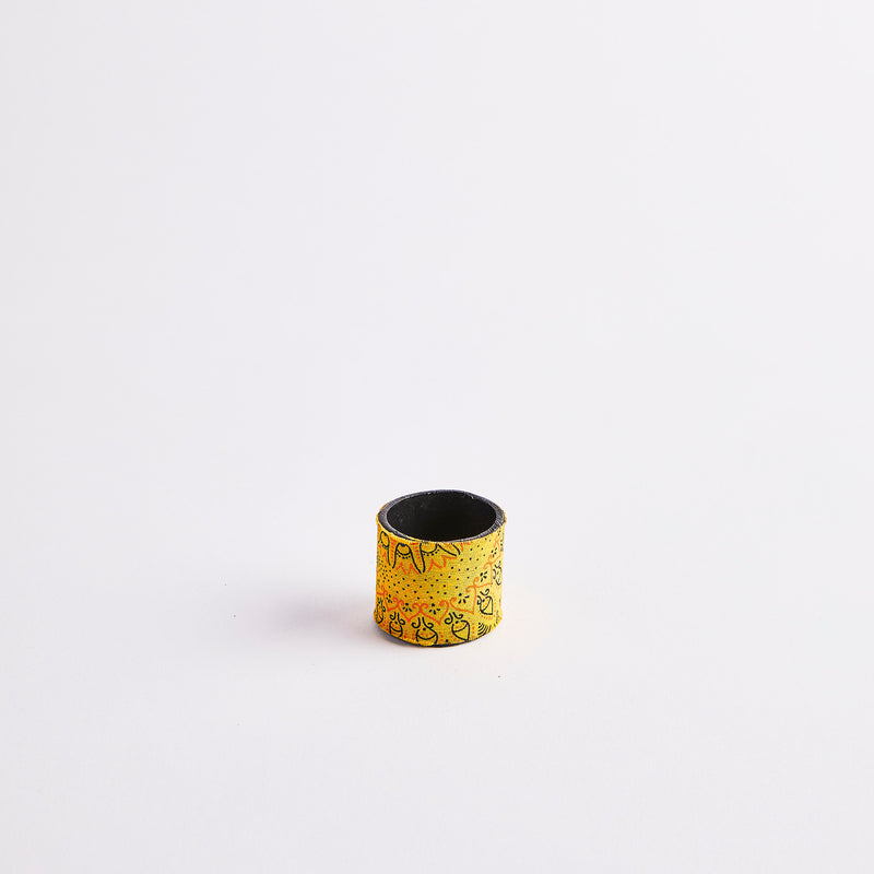 Yellow South African design cotton napkin ring.
