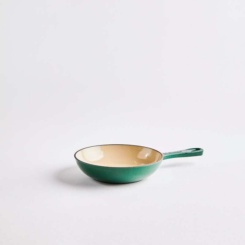 Green ceramic pan.