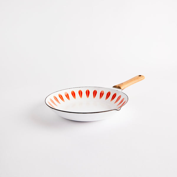 White with orange design frying pan.