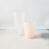 Frosted white and pink glass mixed set.