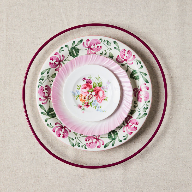 Pink with floral detailing mixed plate set.