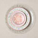 Clear, white and floral vintage detailing mixed plate set.