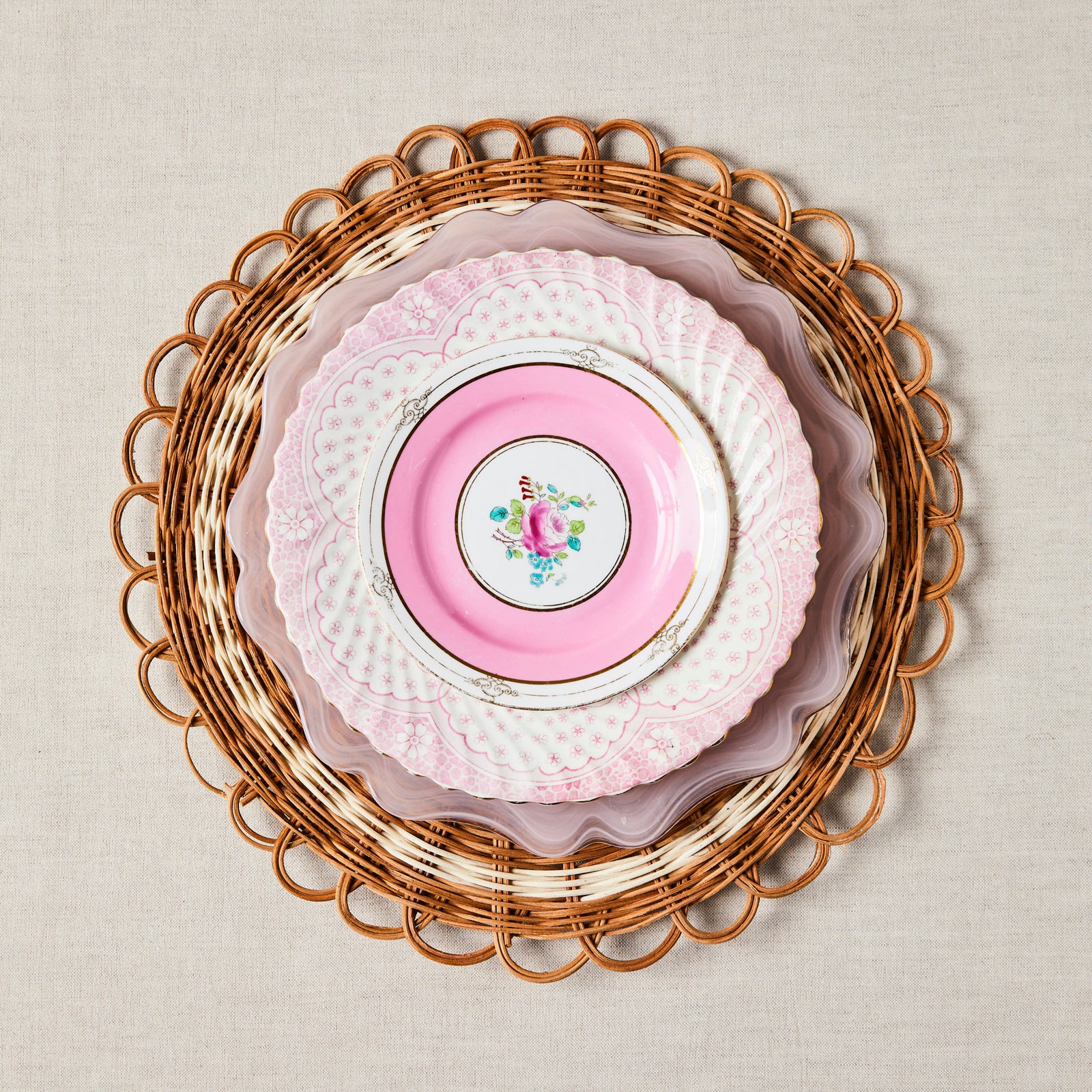 bone china pink rose dinnerware set