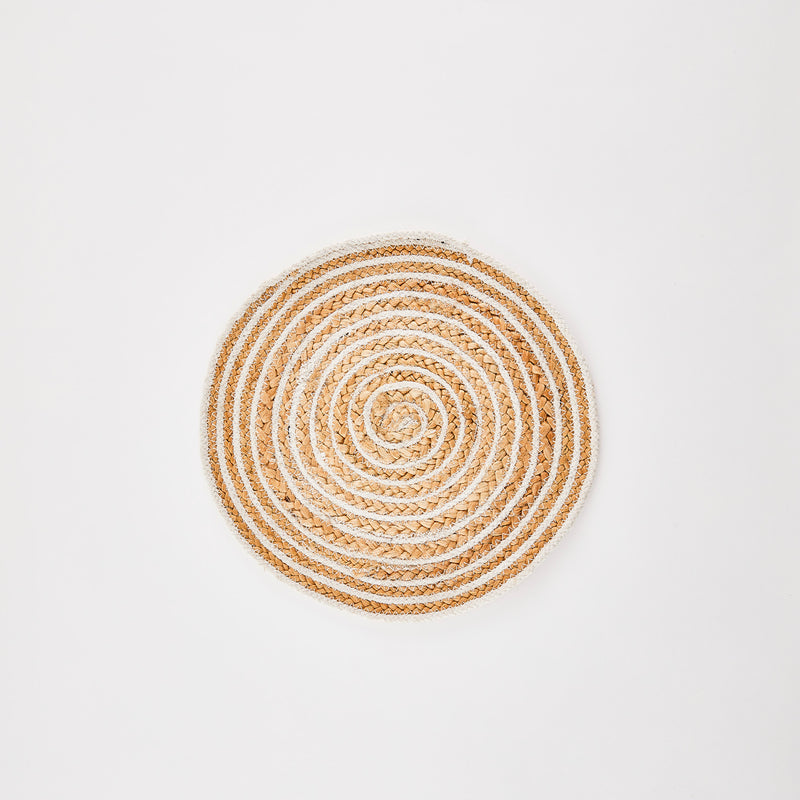 Rattan with white stripe placemat.