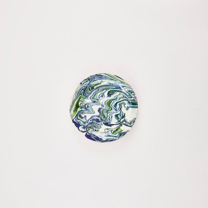 Blue, white and green marble plate.